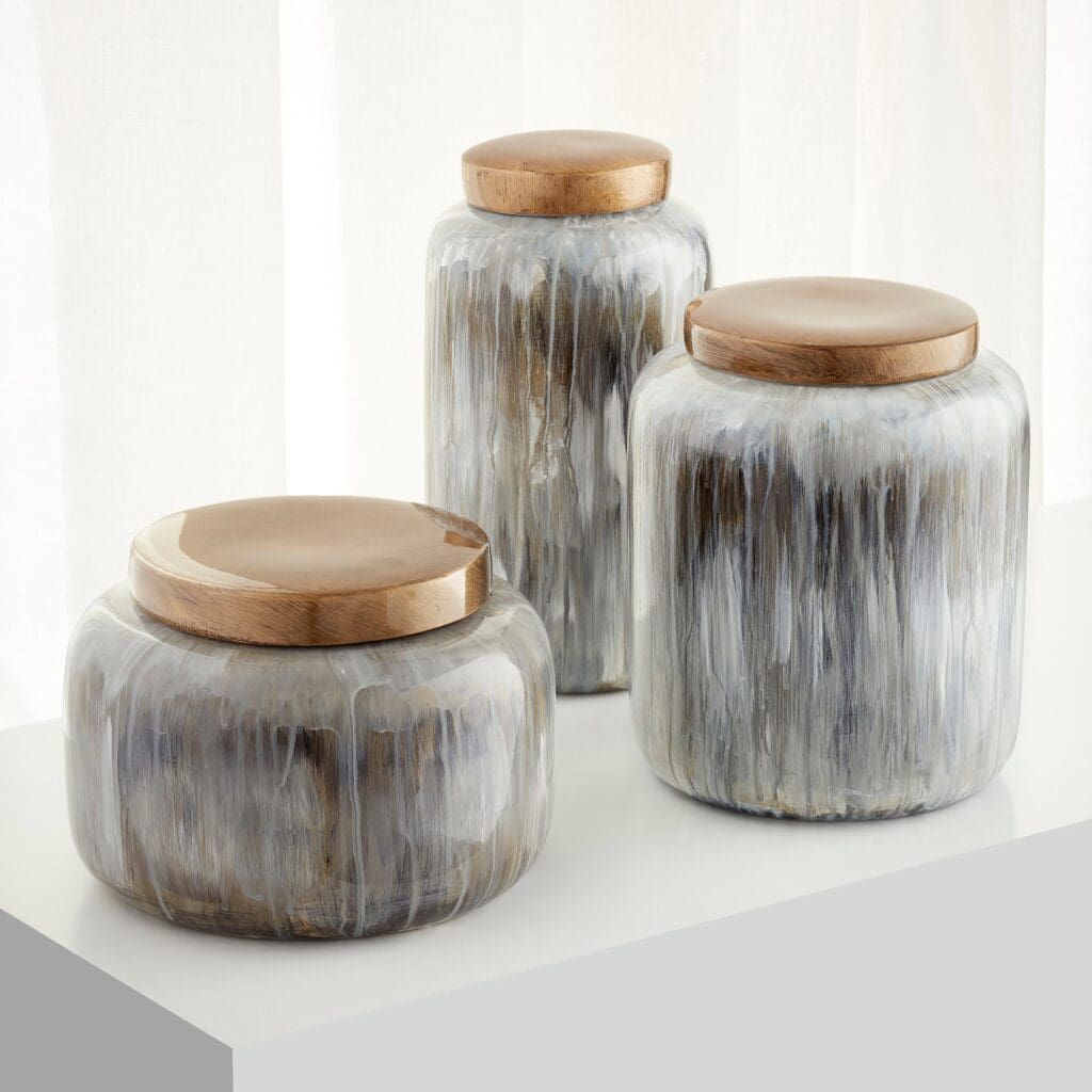 Spirit Containers Spirit Drip Container | Olive Glaze β Large - Cyan Design