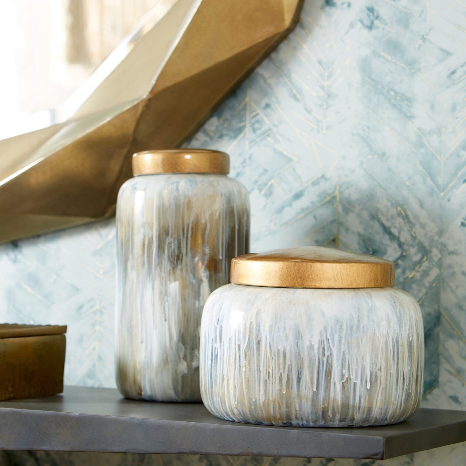 Spirit Containers Spirit Drip Container | Olive Glaze β Small - Cyan Design