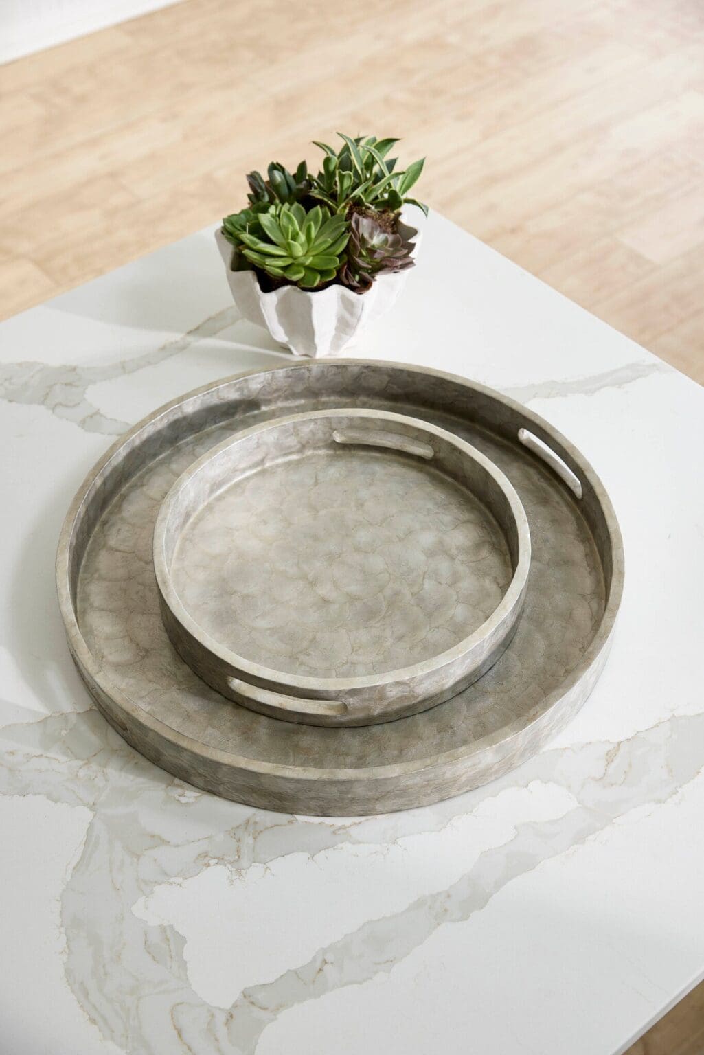 Triton Round Tray Designed by J Kent Martin | Smoke – Large - Cyan Design