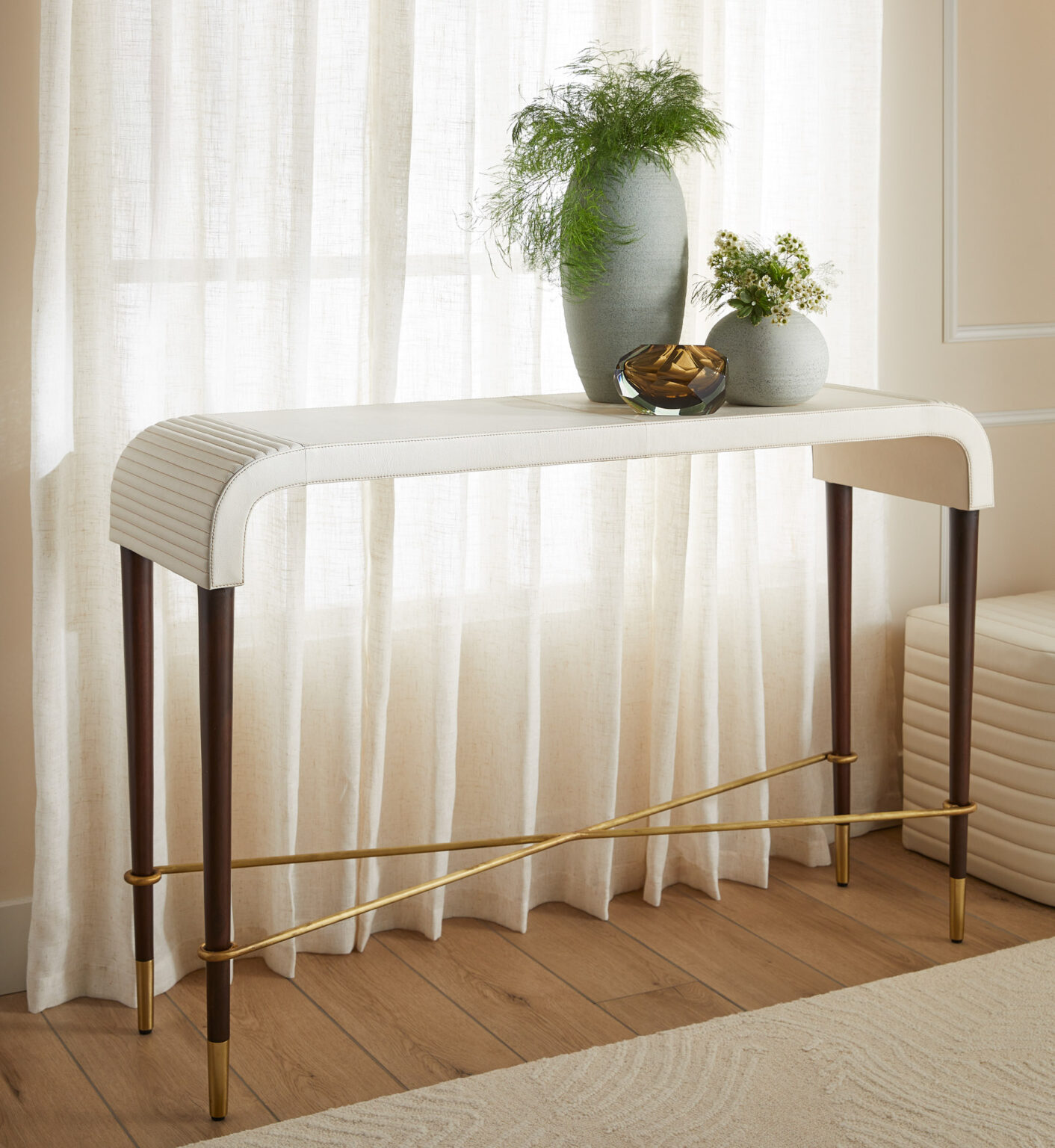 Channel Console Table | Off-White | Walnut | Brass - Cyan Design