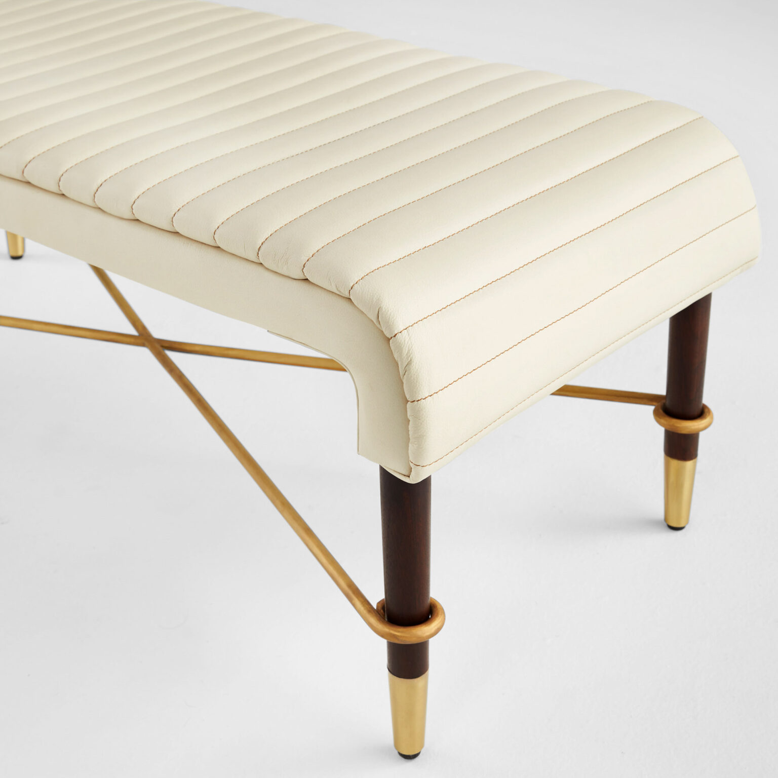 Channel Bench | Off-White | Walnut | Brass - Cyan Design