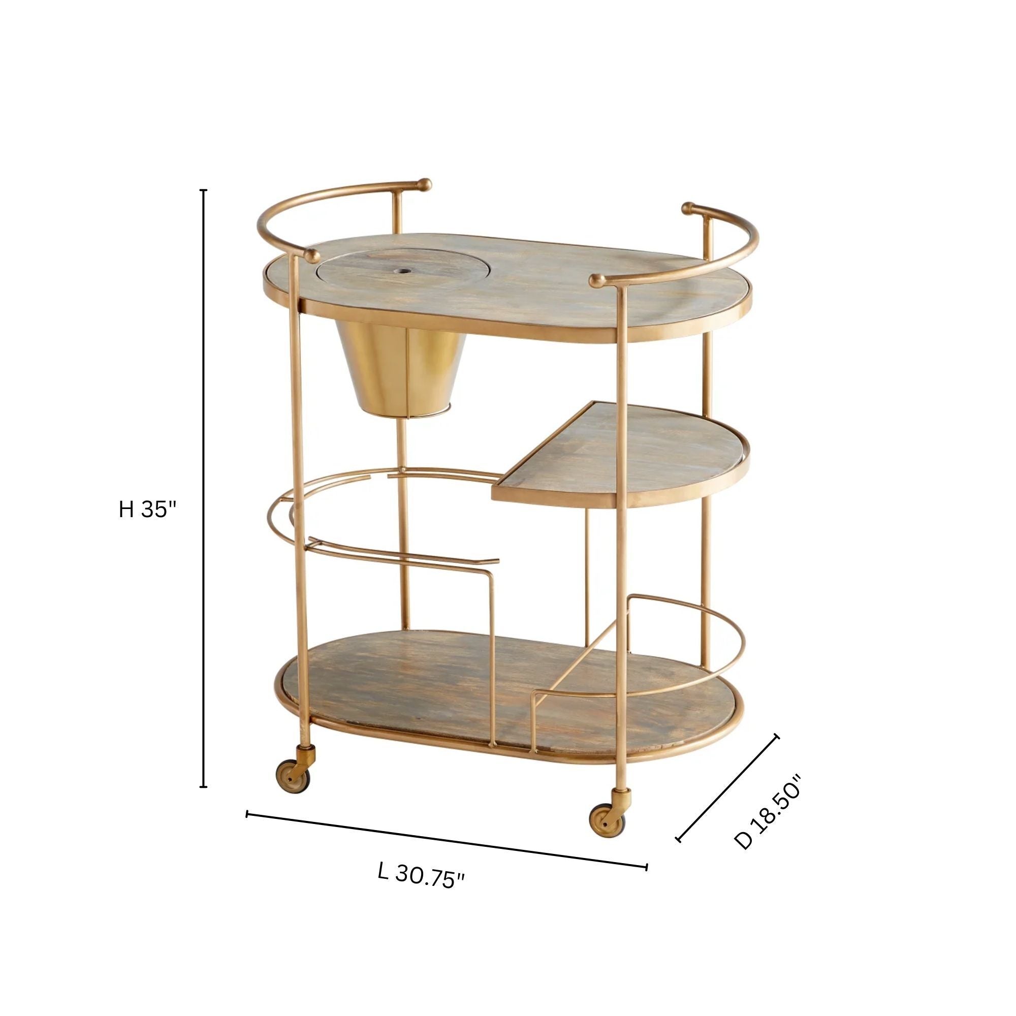 Barcraft Bar Cart | Antique Brass - Image 6