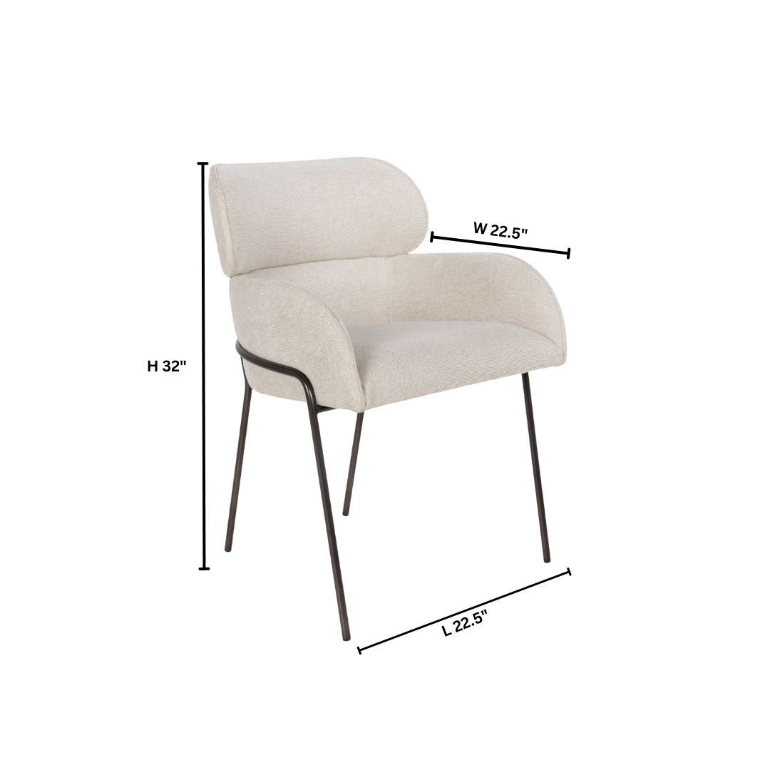 Julian Dining Chair | Off-White Chenille Basket Weave - Image 6