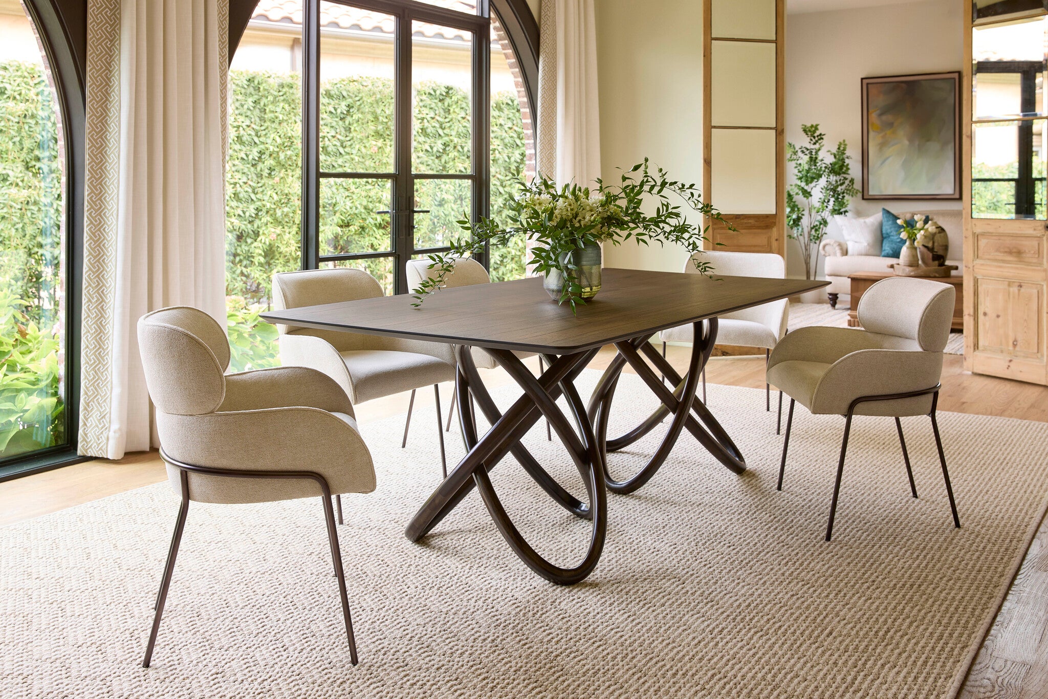 Julian Dining Chair | Off-White Chenille Basket Weave - Image 9